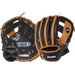 Black/Tan PVC Right-handed Baseball Glove 9.5 In.