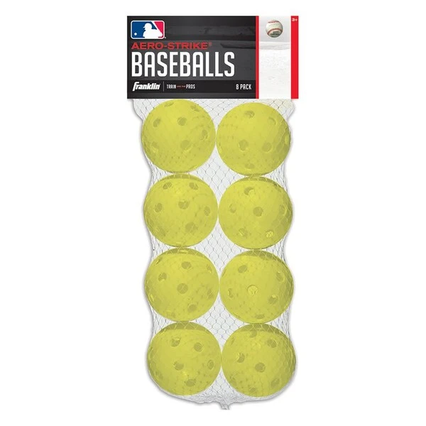 Aero-Strike Yellow Plastic Baseball 8 Pk, 8PK